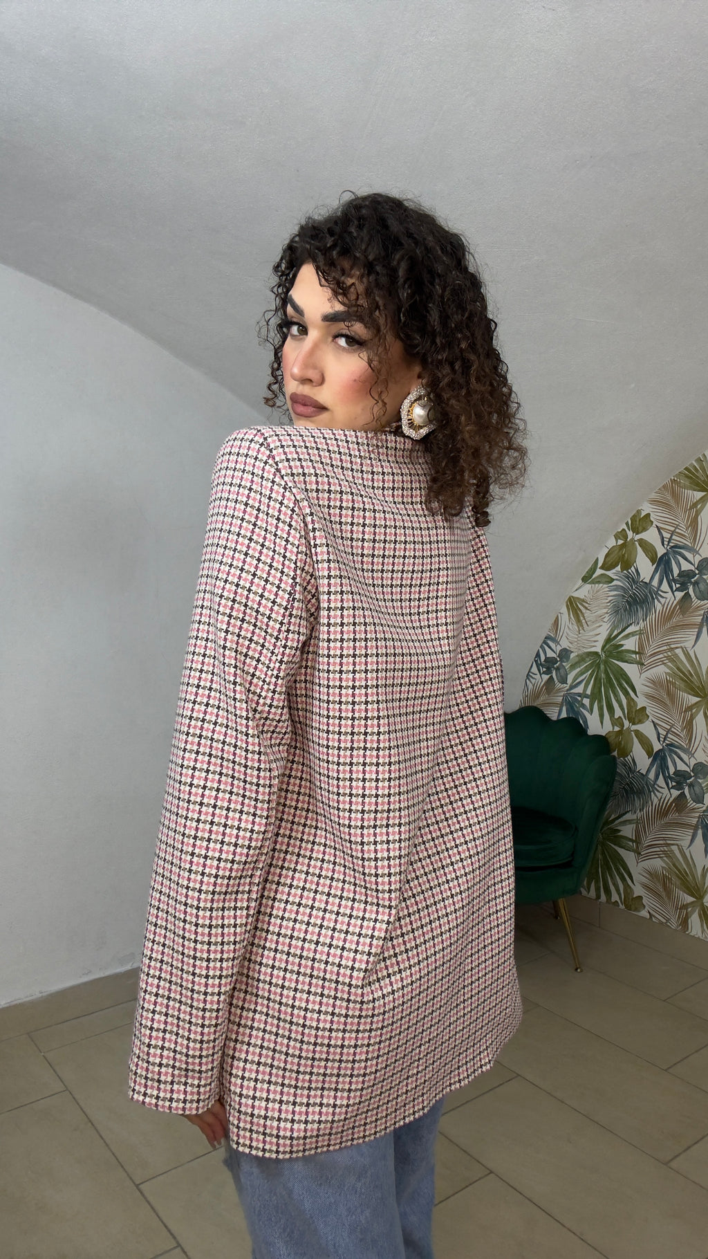 Blazer Quadretti con fodera colorata