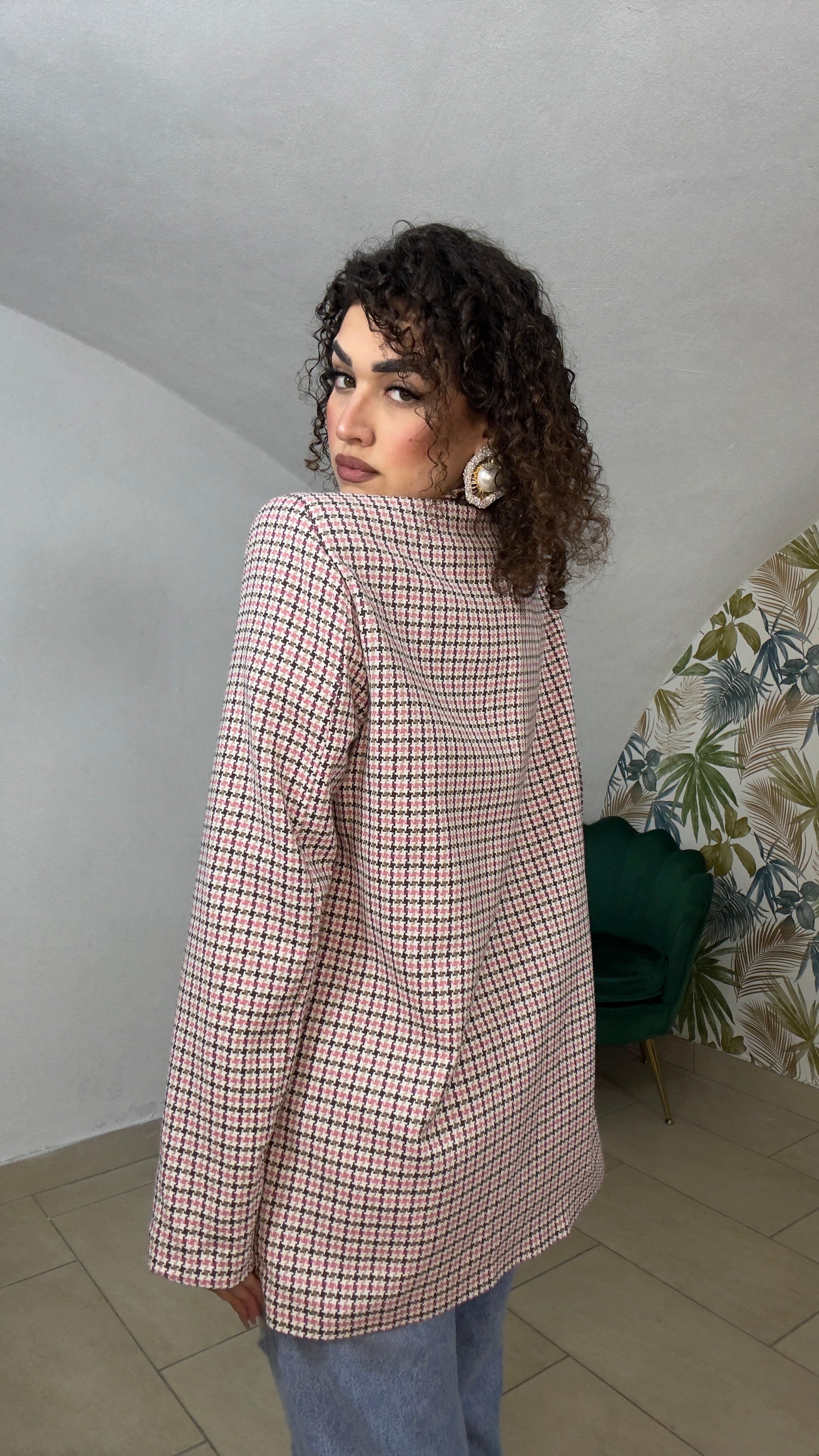 Blazer Quadretti con fodera colorata