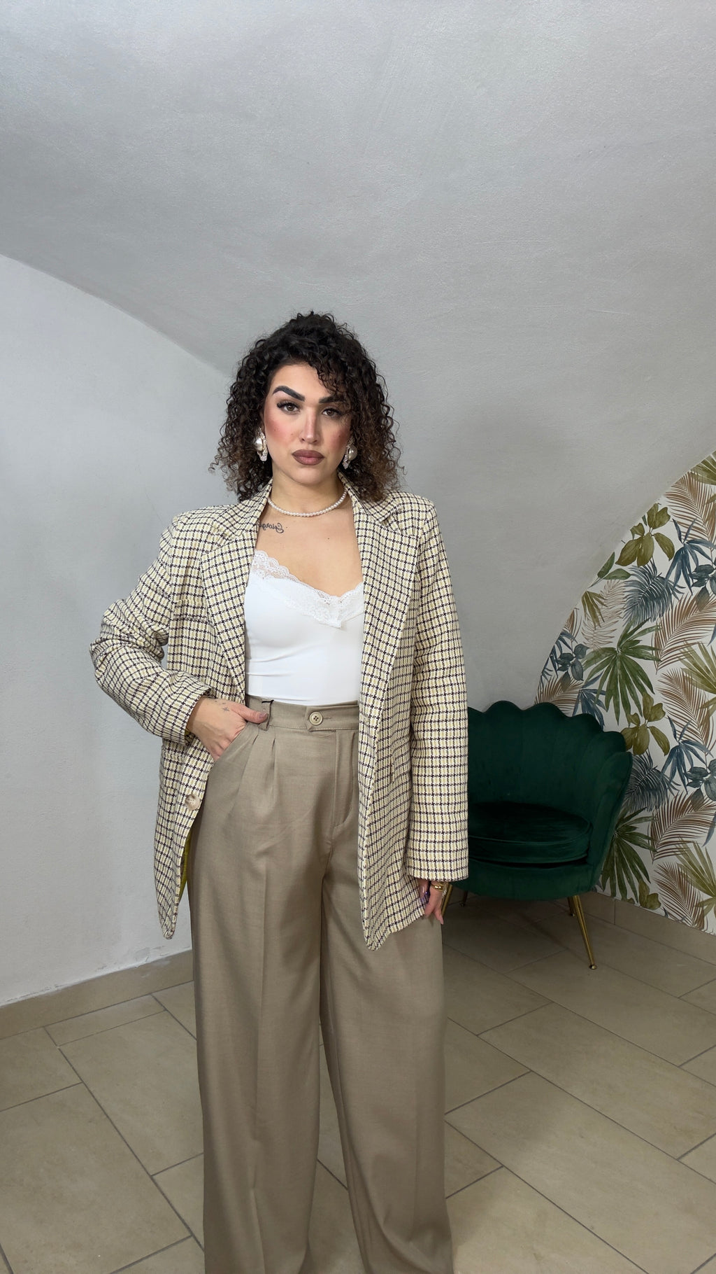 Blazer Quadretti con fodera colorata