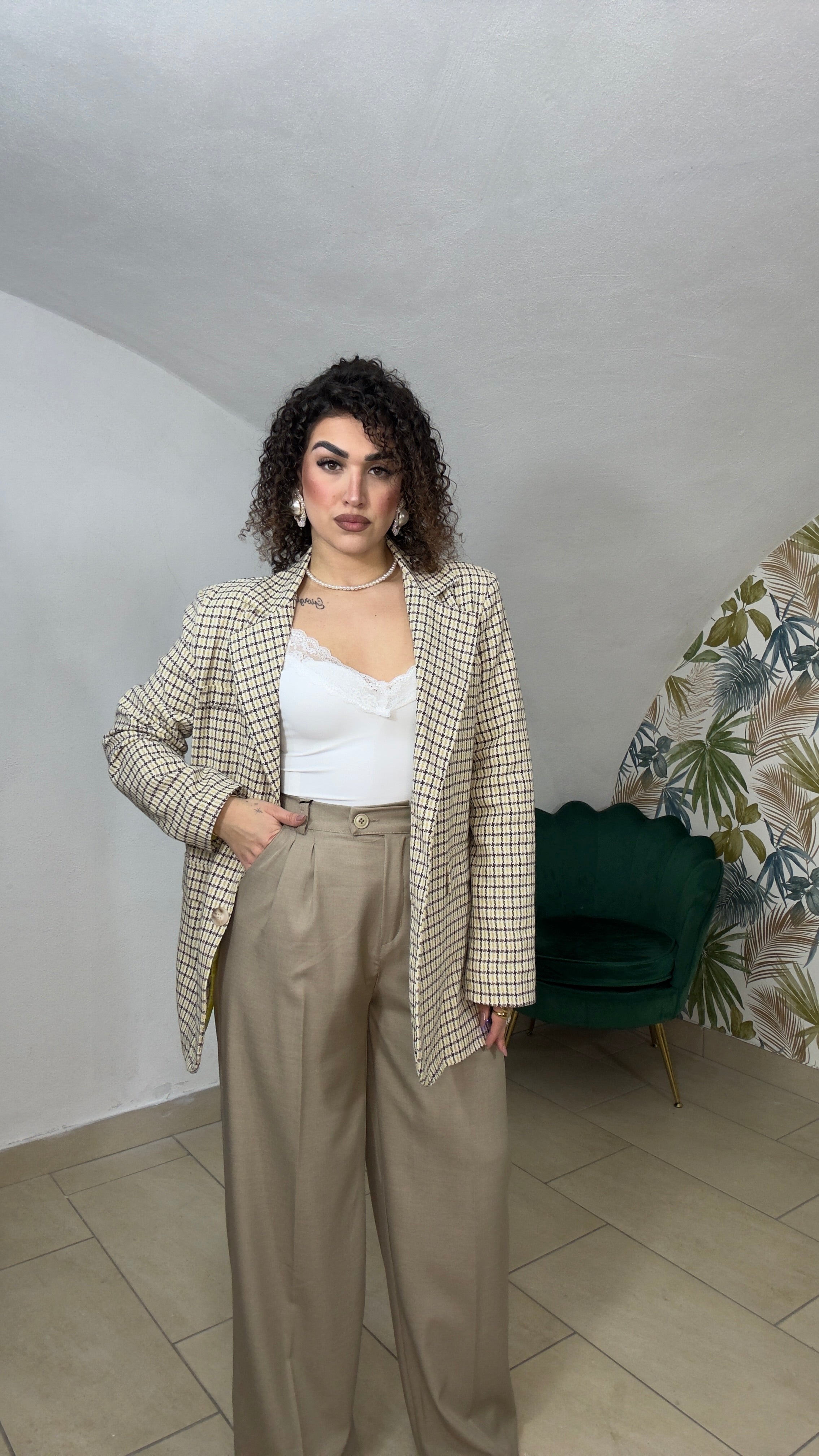 Blazer Quadretti con fodera colorata