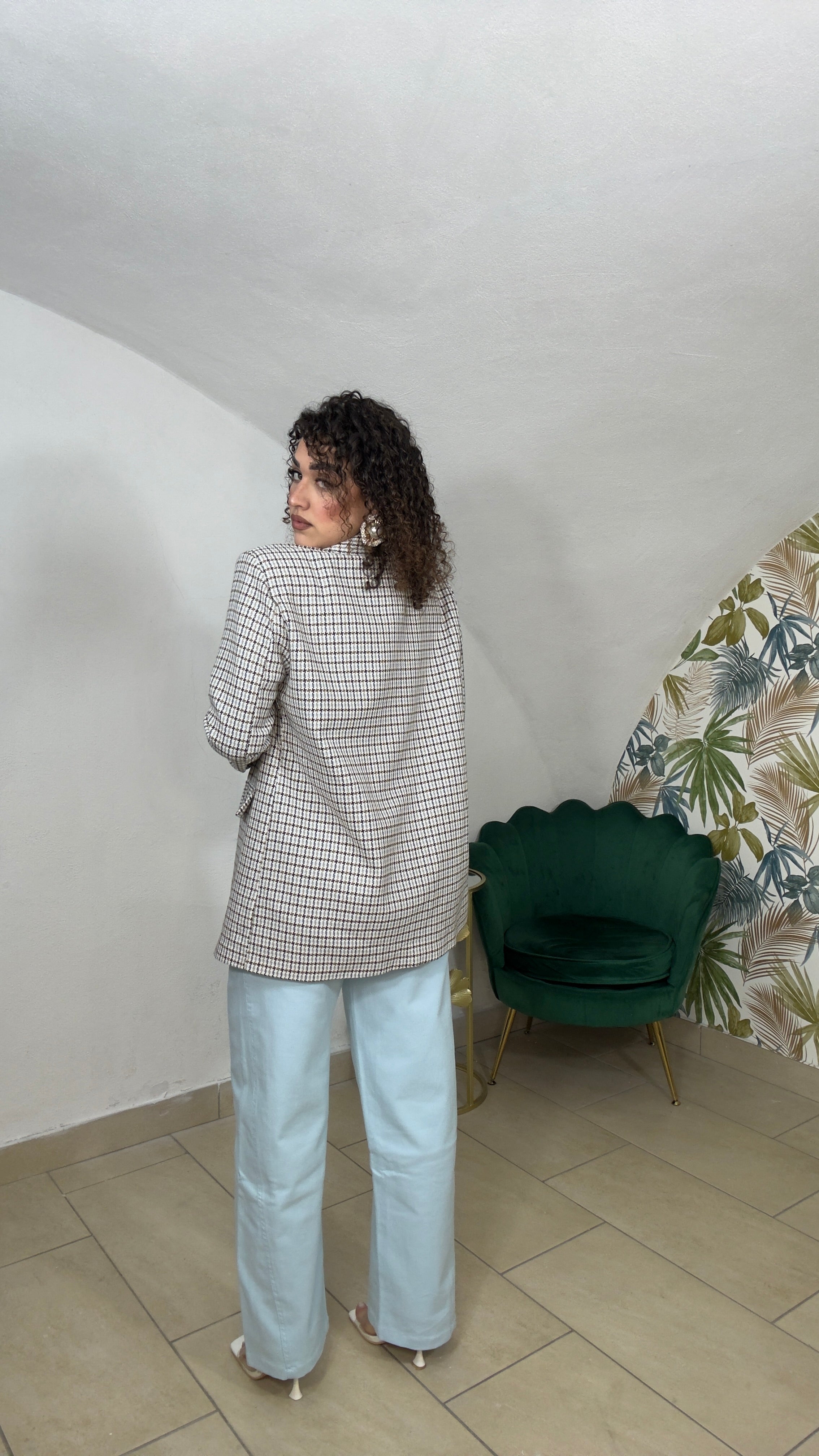 Blazer Quadretti con fodera colorata