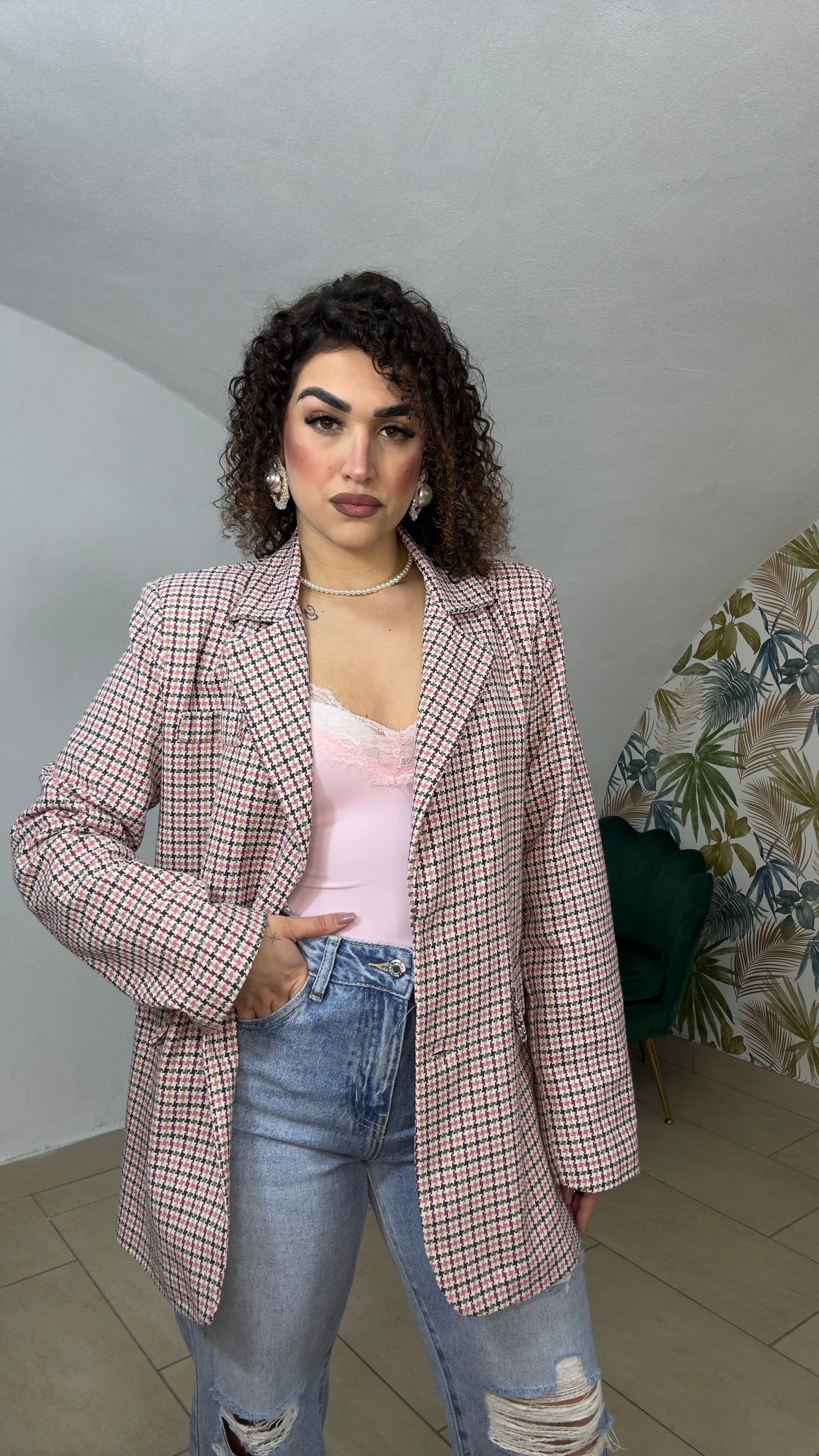 Blazer Quadretti con fodera colorata