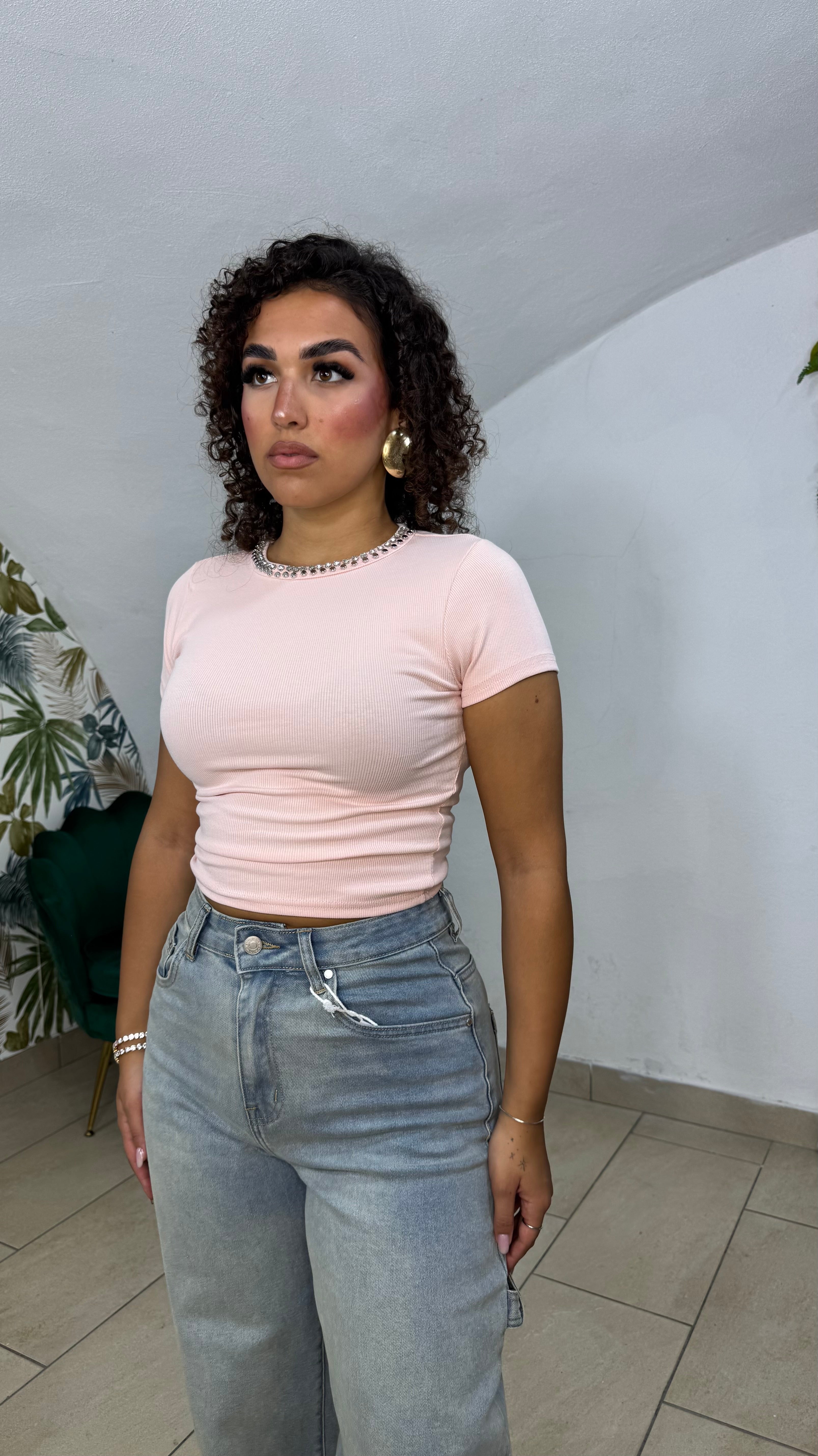 T-shirt Girocollo Strass