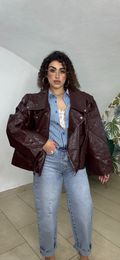 Giacca Mia in Pelle Bordeaux