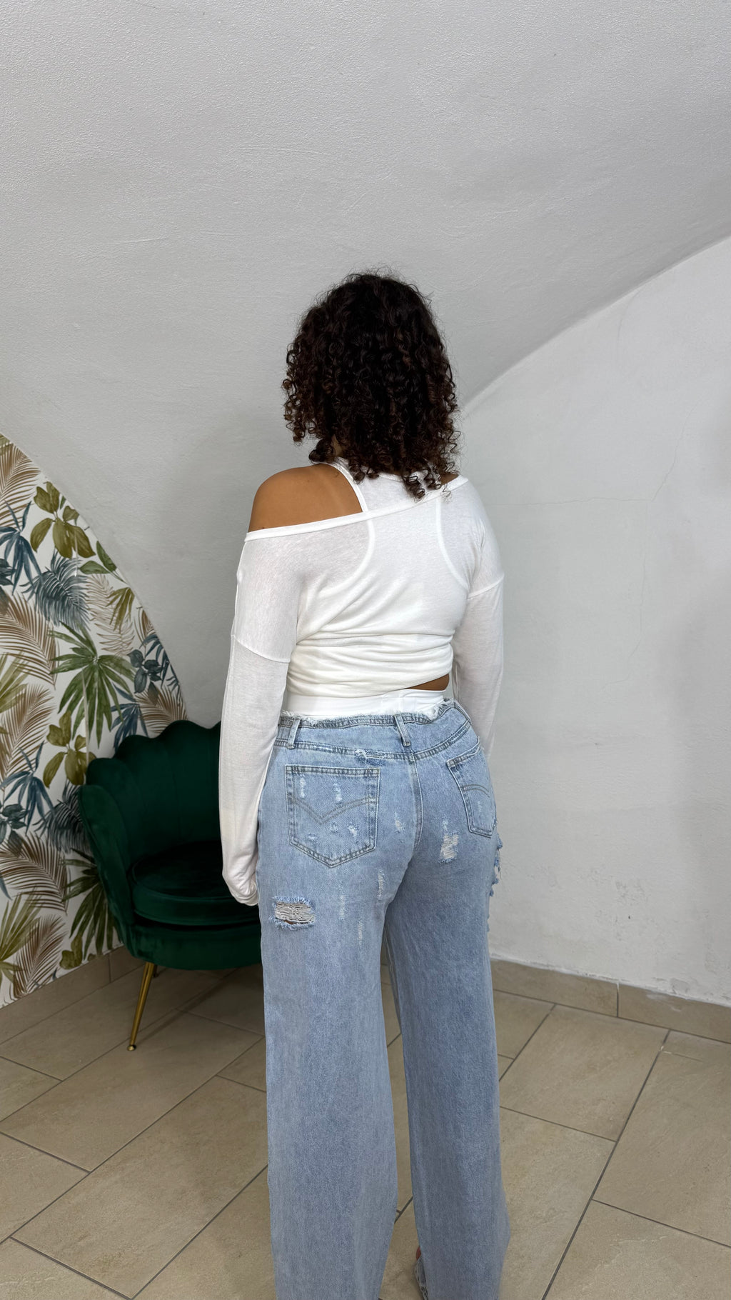 Jeans con Strappi e fascia elastica