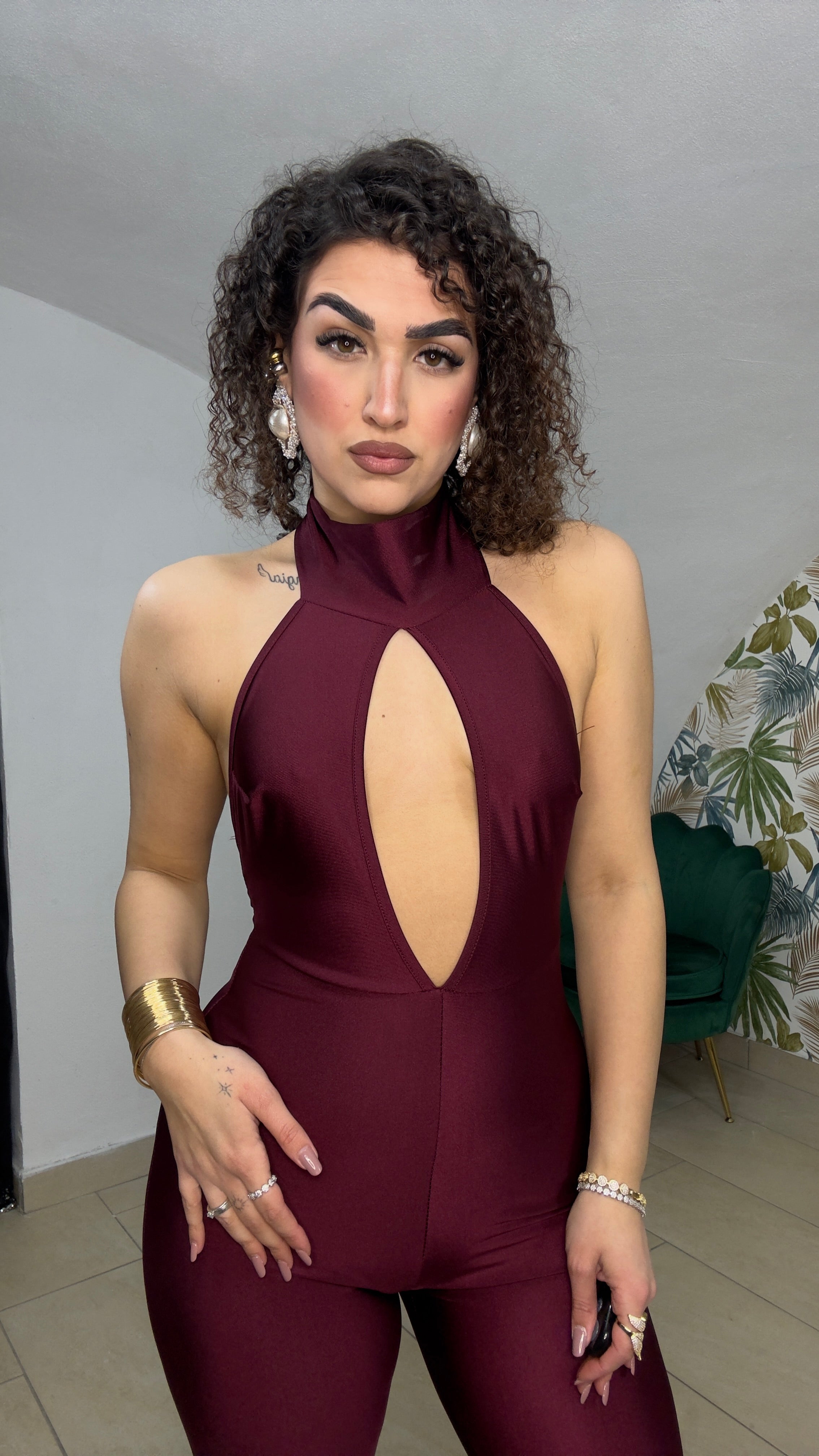 Jumpsuit scollo profondo