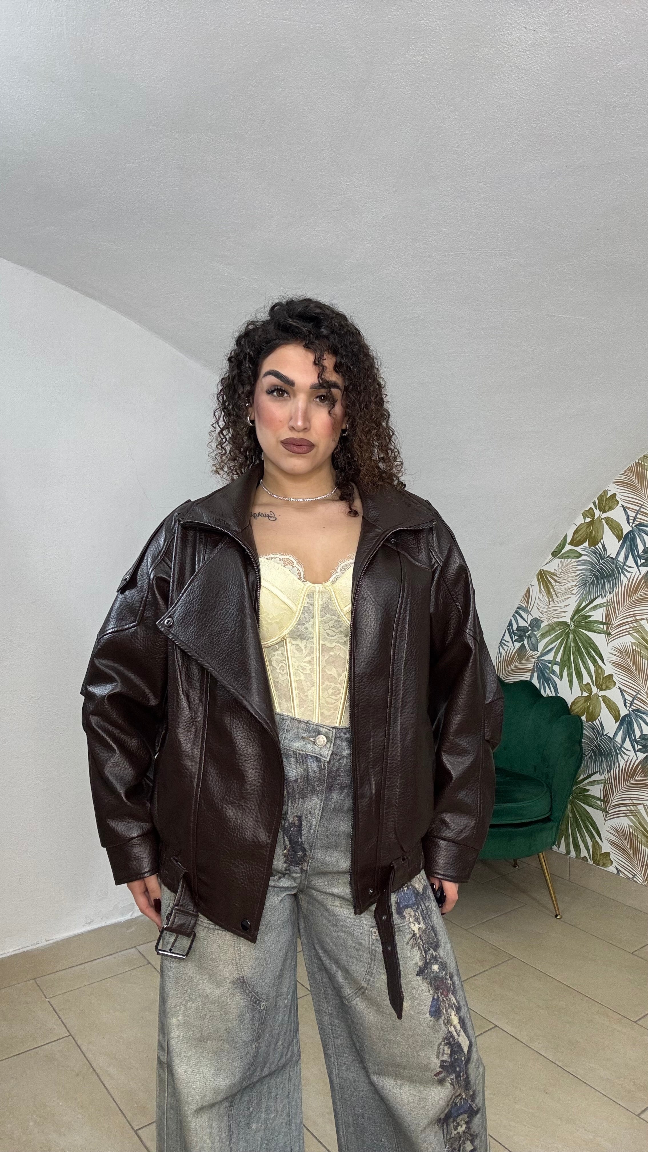 Giubbotto In Pelle Marrone