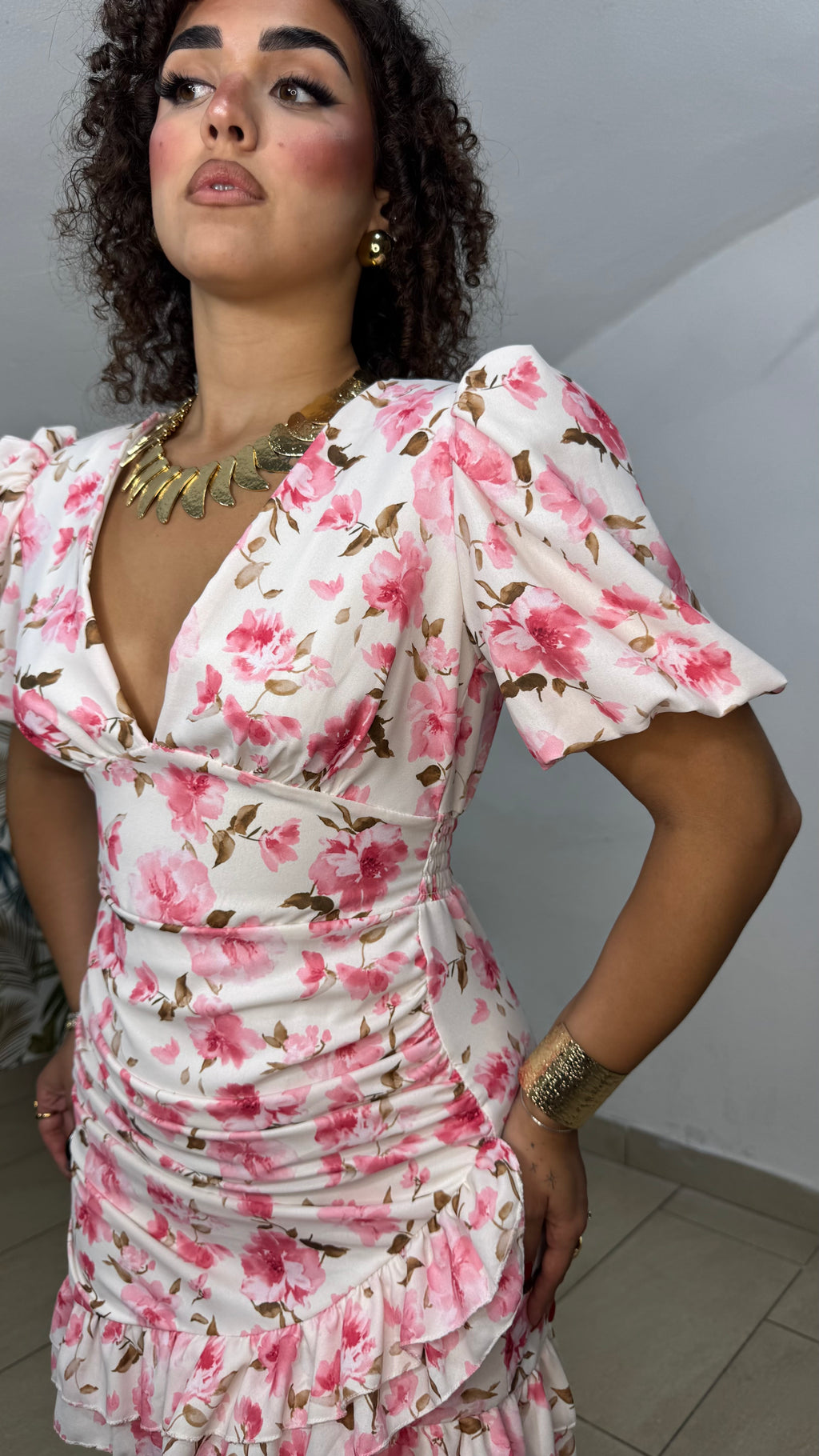 Dress Fantasia Rosa Fiorato