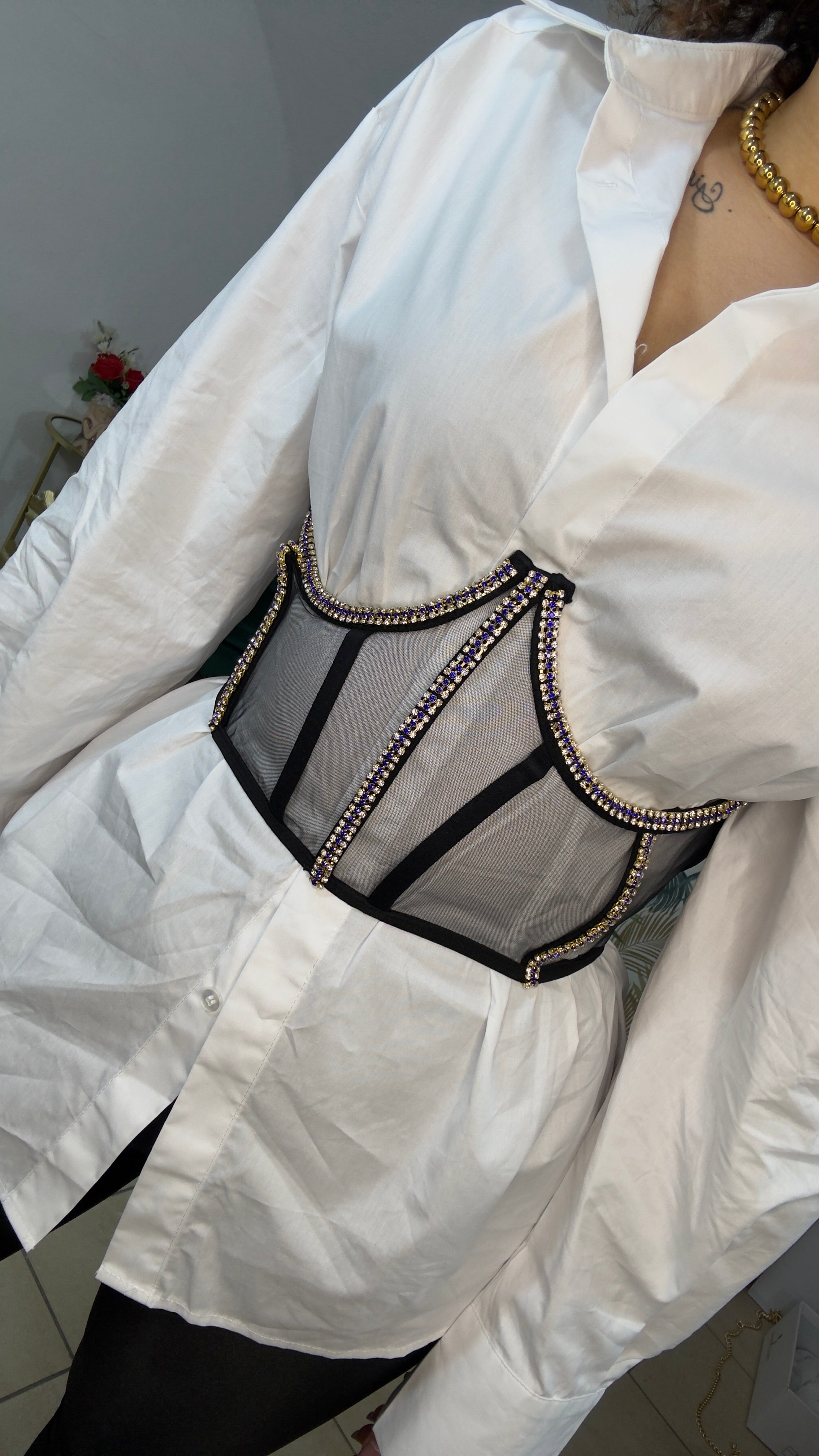 Camicia&Bustier Swarovski Steccato