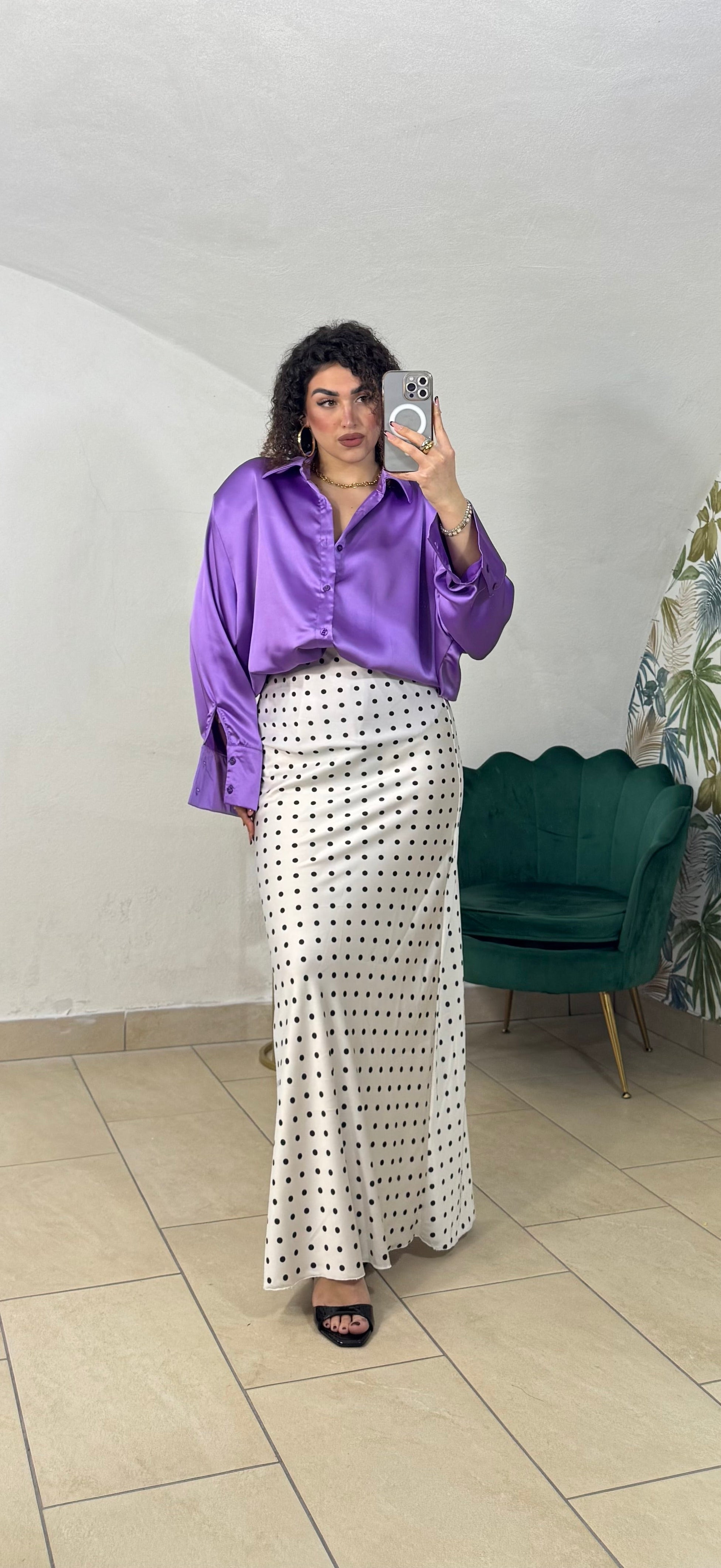 Gonna in simil seta Pois