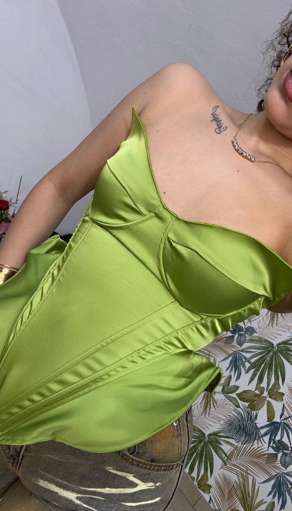 Bustier in Raso Lime