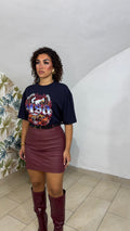 Gonna in Pelle Bordeaux