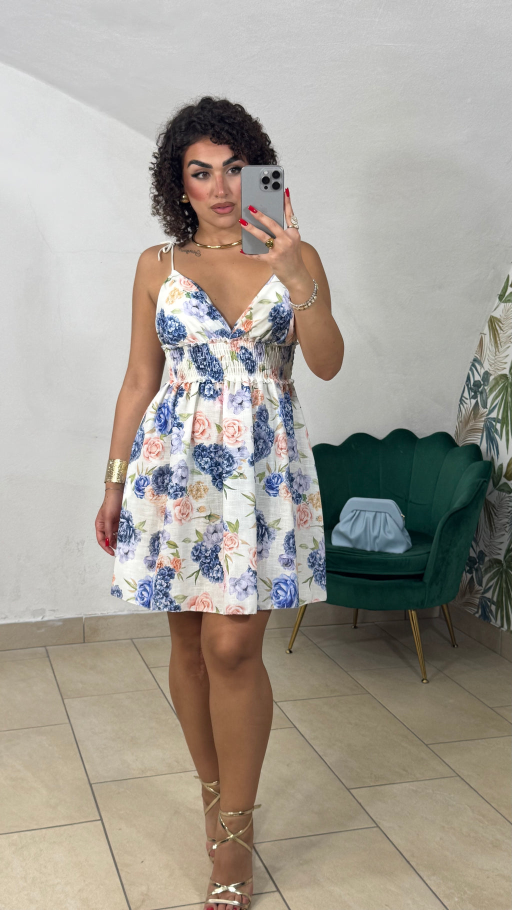 Mini Dress Flowers in Lino