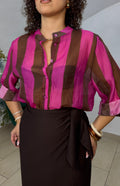 Camicia Velata Rosa&Marrone