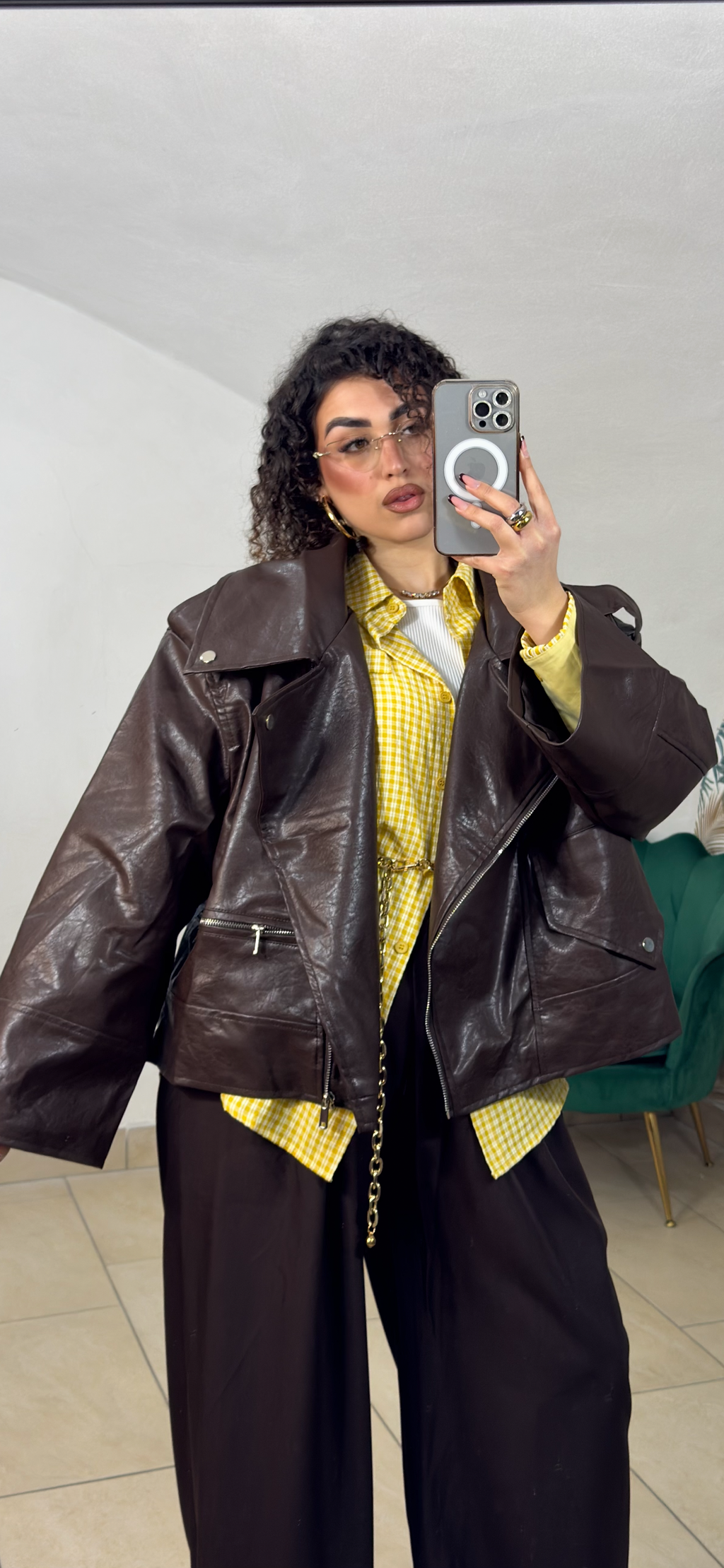 Giacca Mia in Pelle Brown