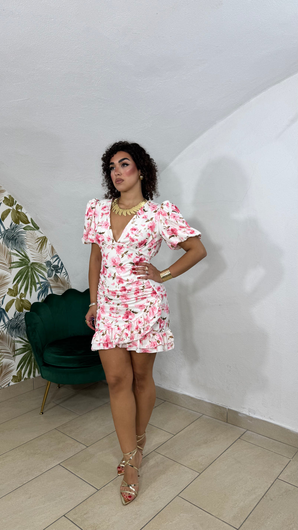 Dress Fantasia Rosa Fiorato