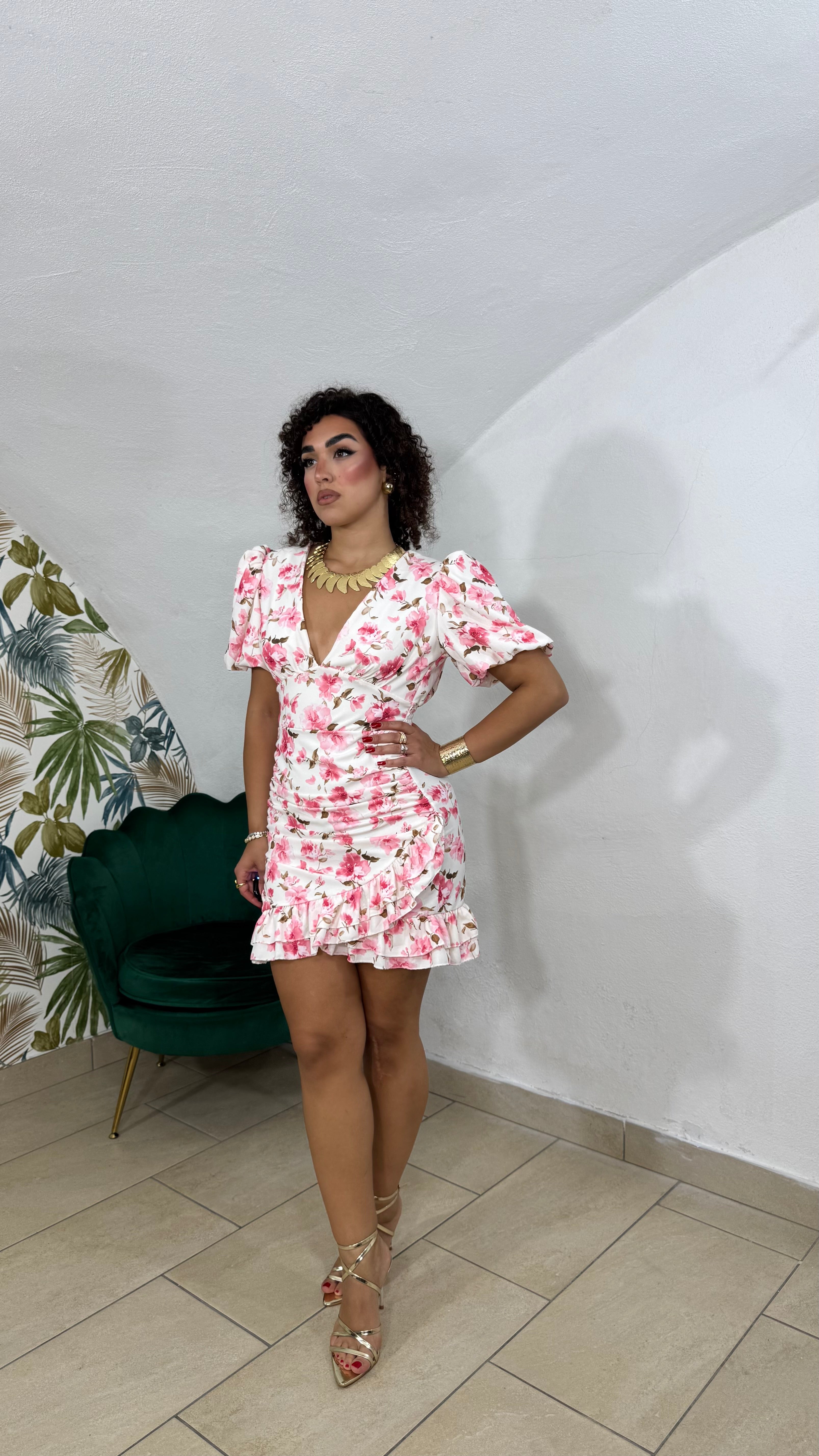 Dress Fantasia Rosa Fiorato