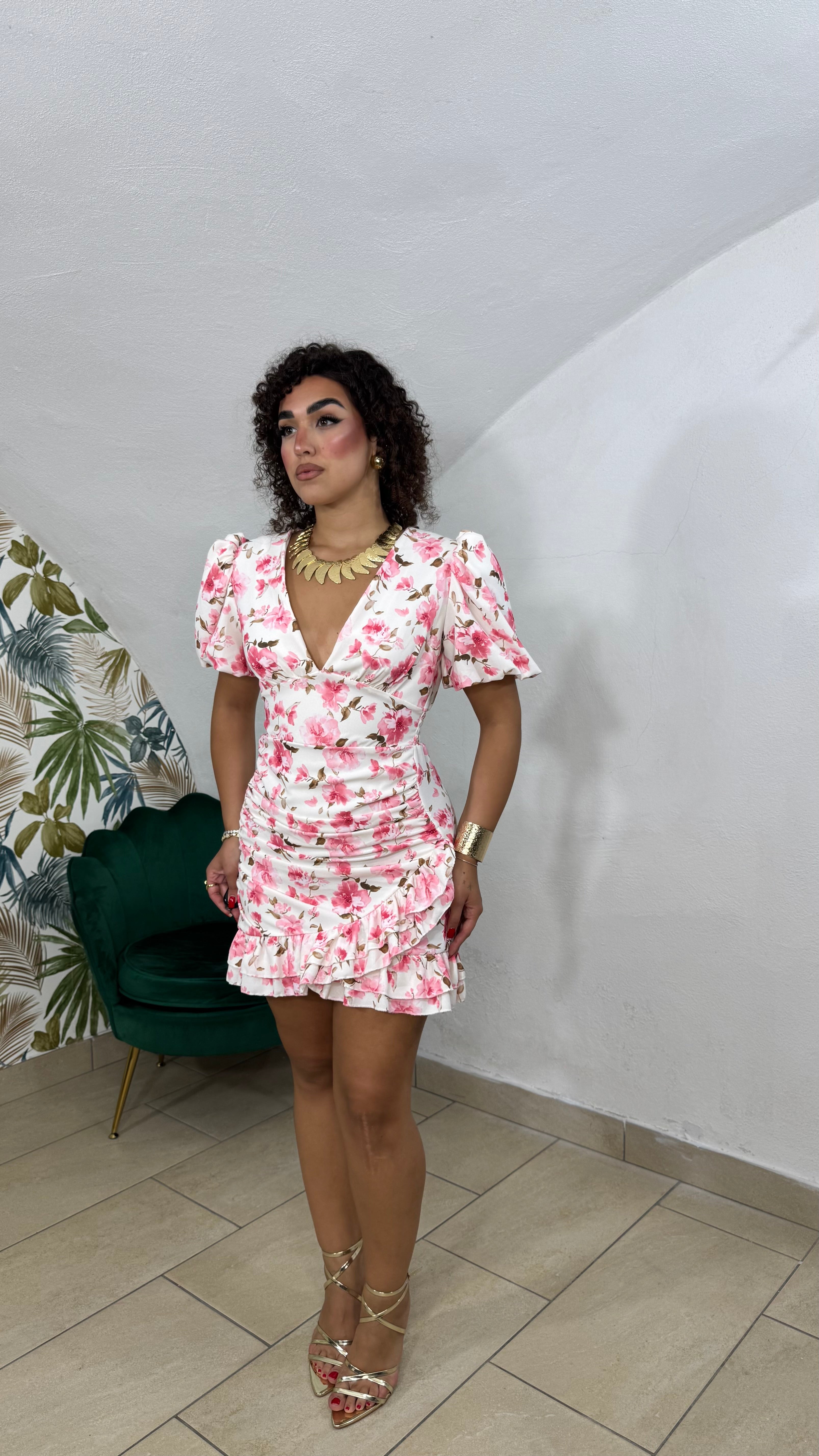 Dress Fantasia Rosa Fiorato
