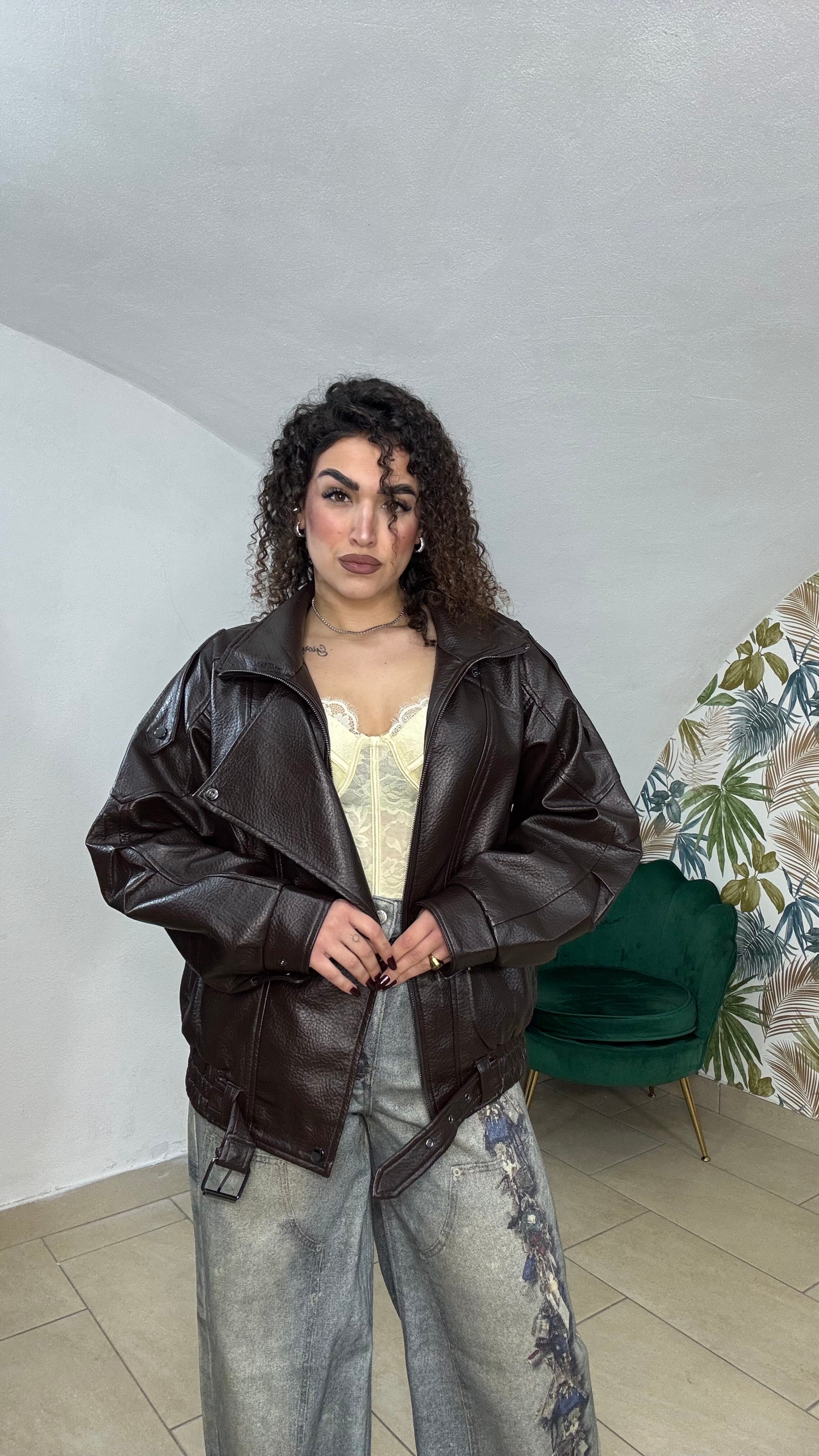 Giubbotto In Pelle Marrone