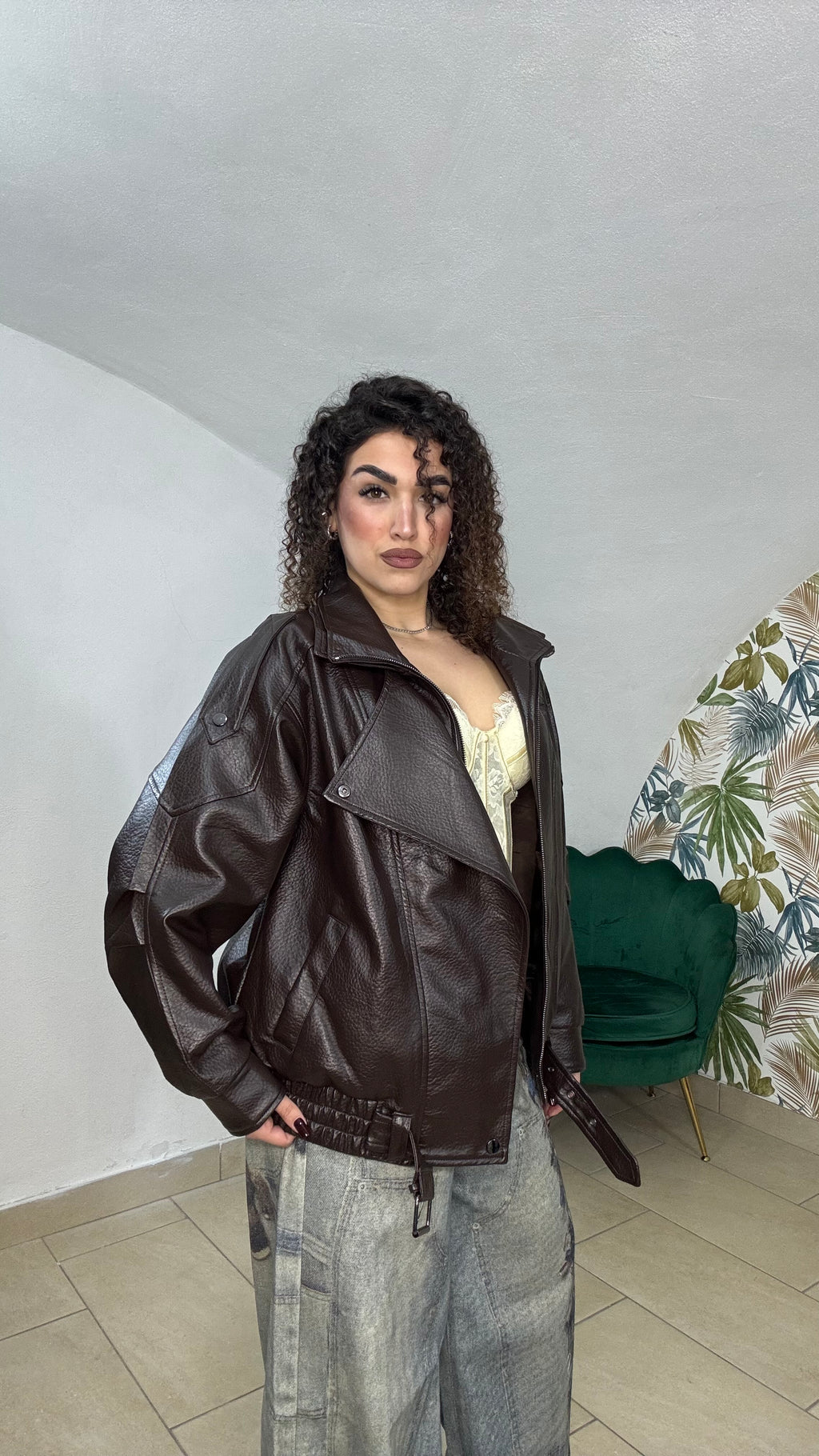 Giubbotto In Pelle Marrone