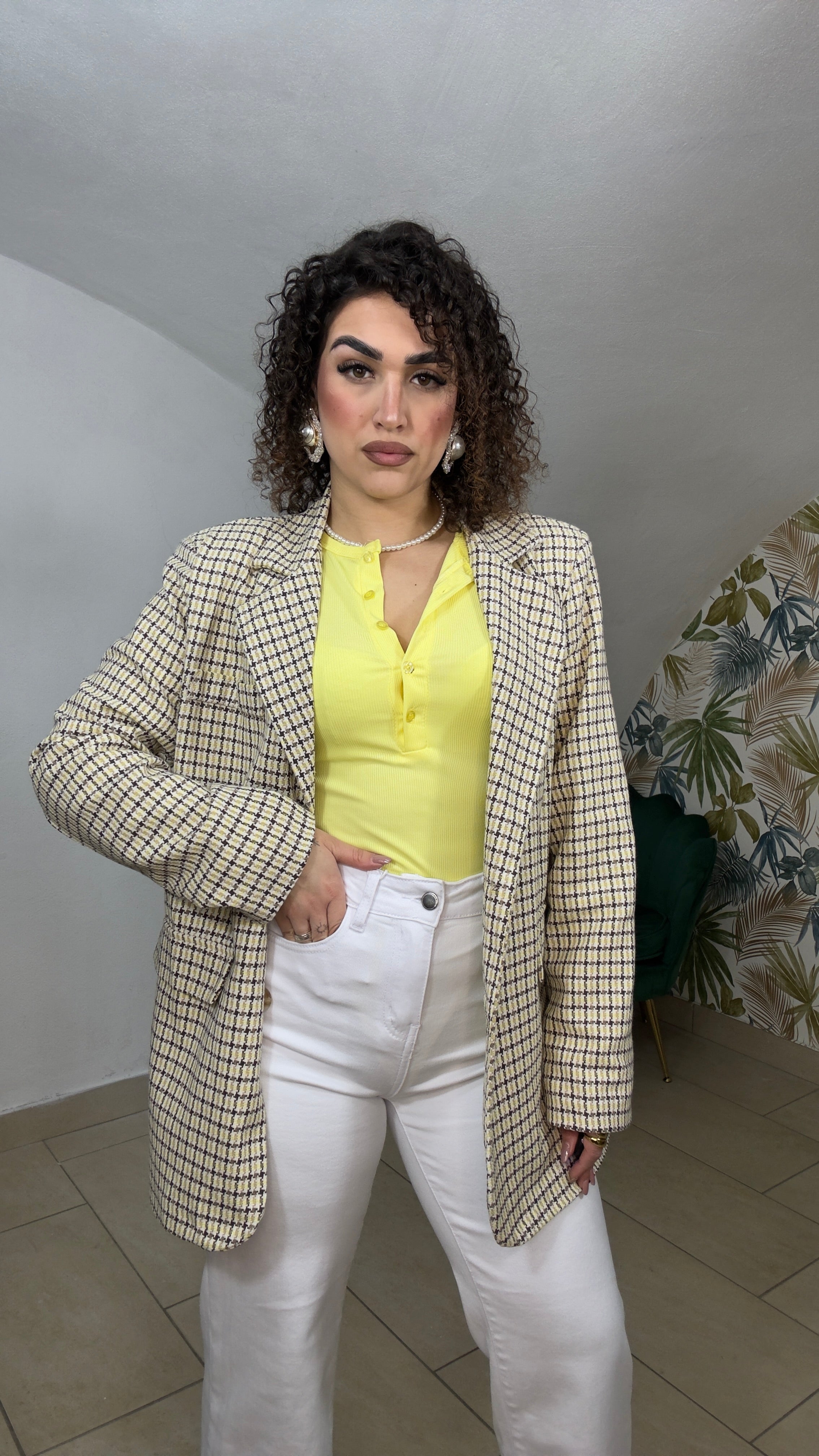 Blazer Quadretti con fodera colorata