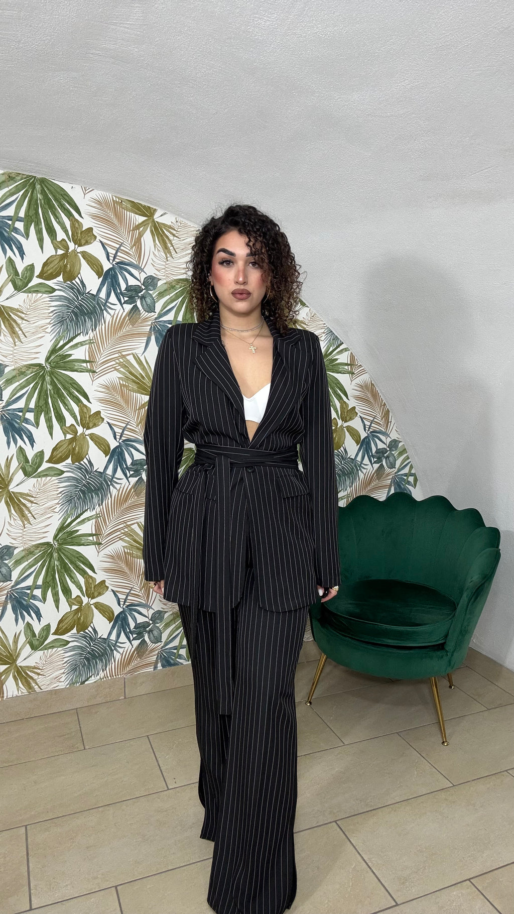 Tailleur Gessato Black