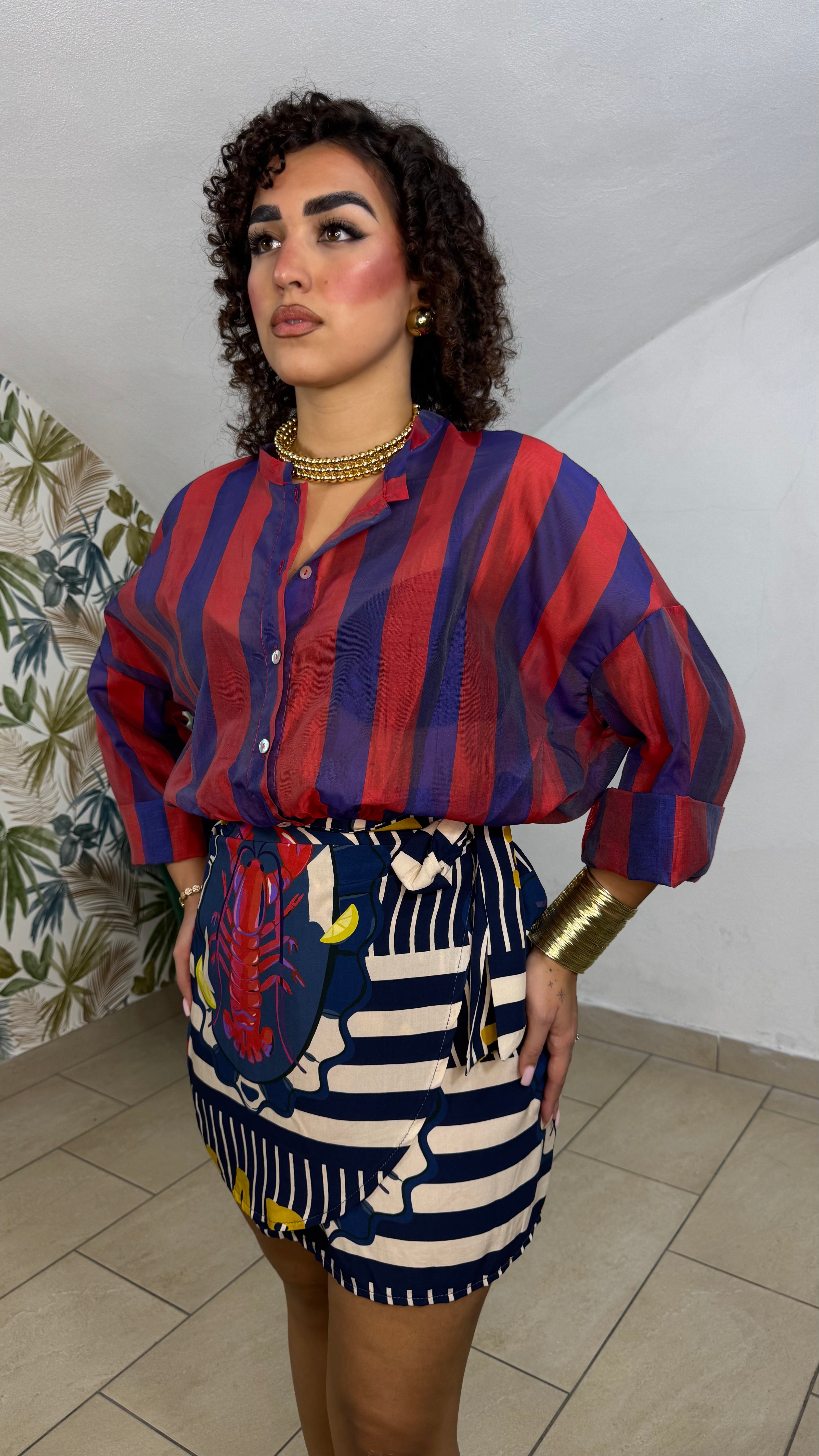 Gonna Pareo con bottoni laterali