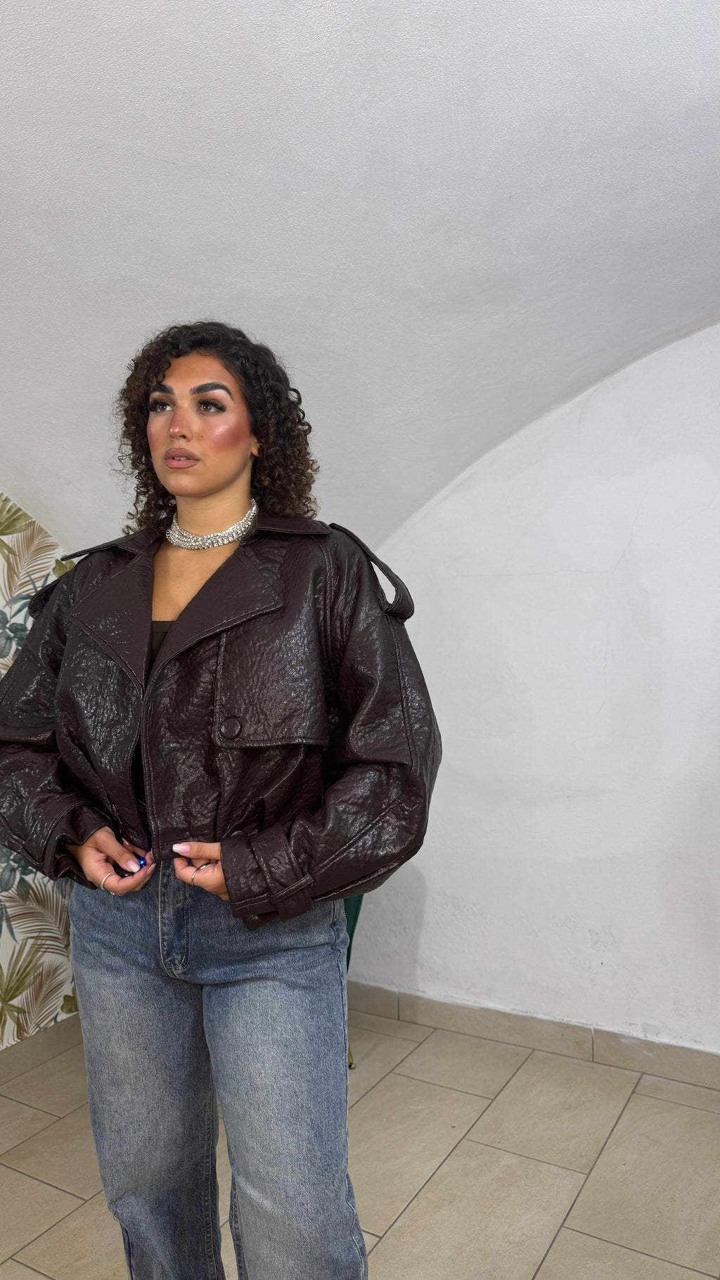 Giubbotto Harley in Pelle Brown