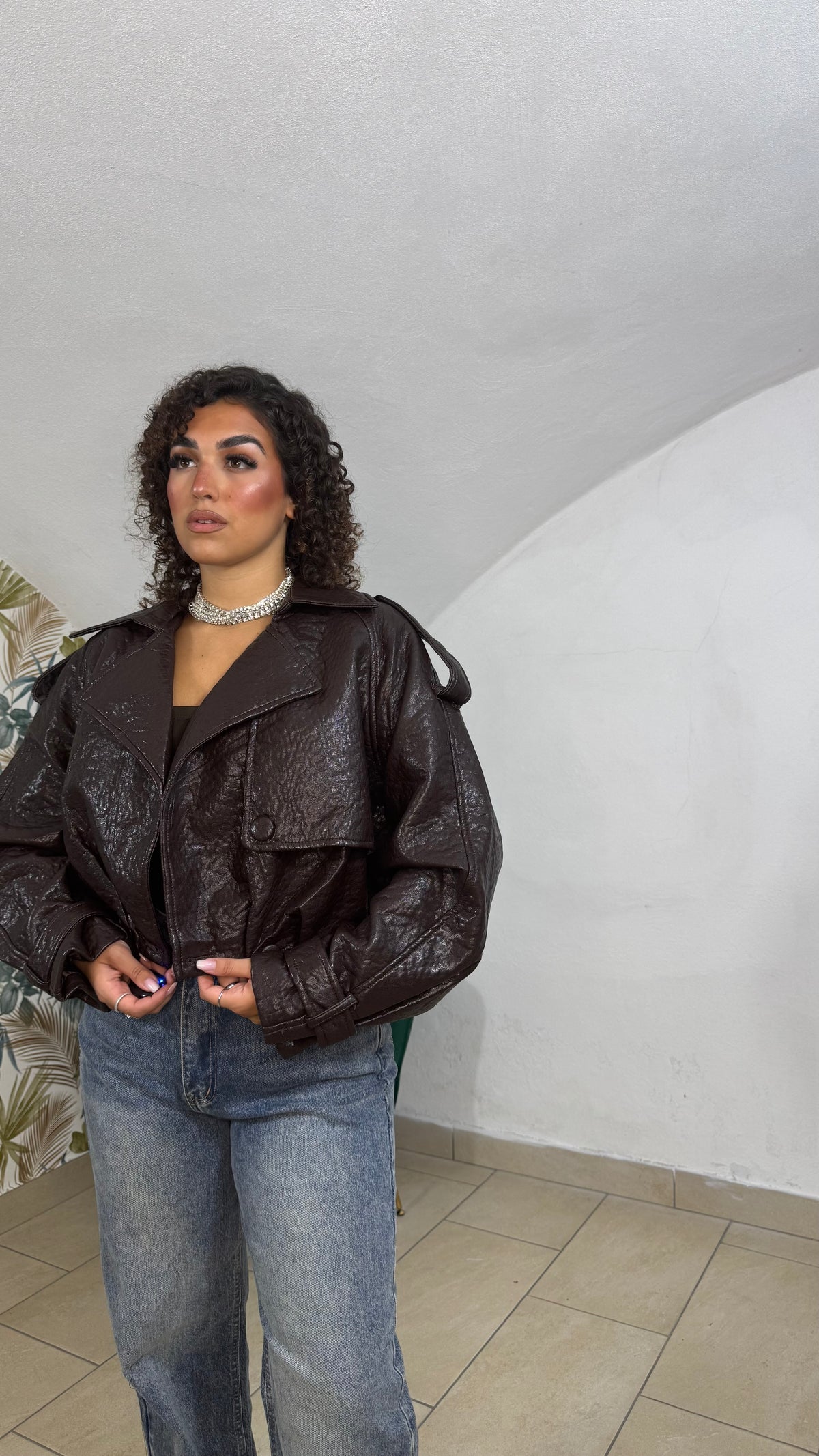Giubbotto Harley in Pelle Brown