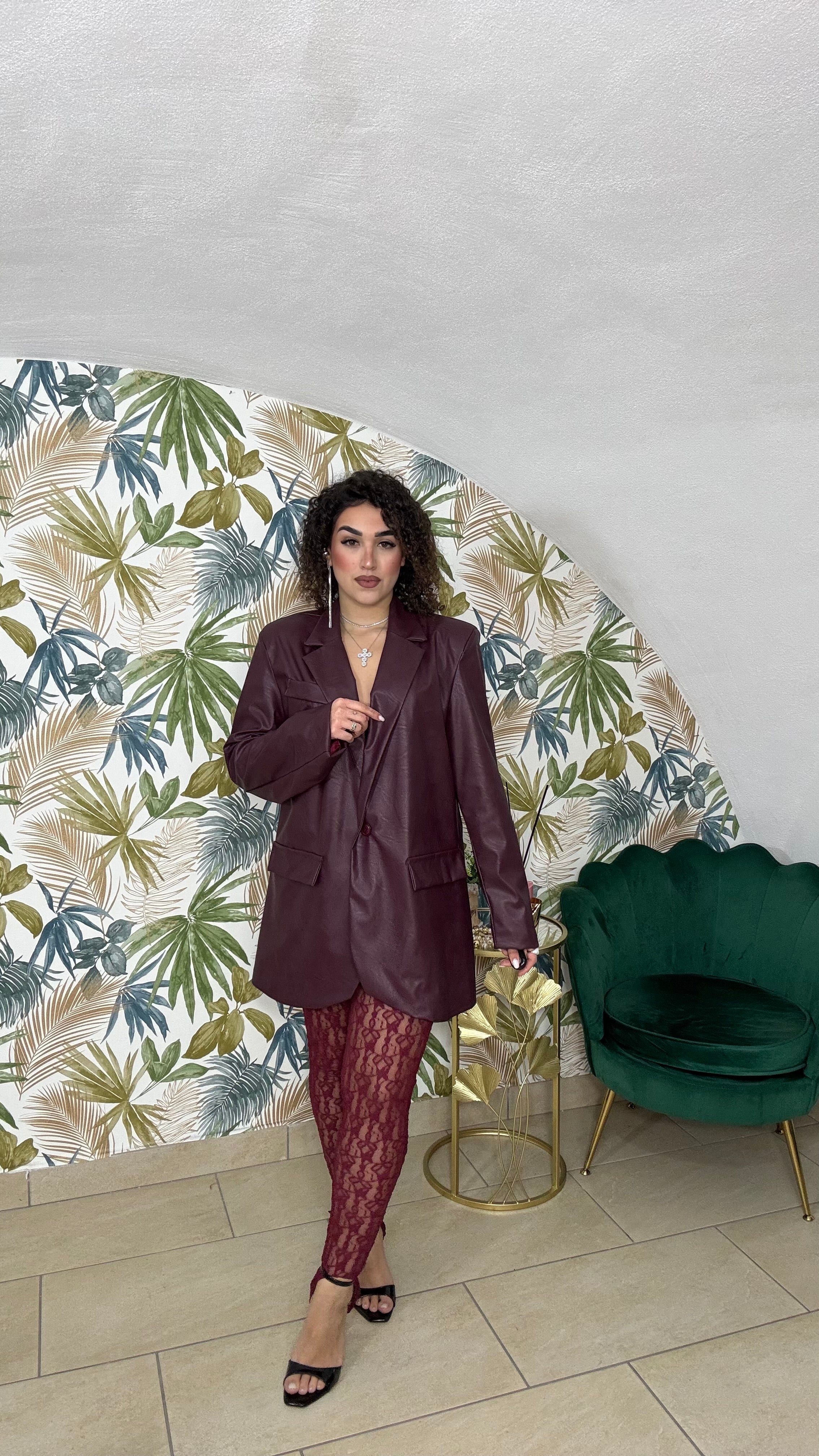 Leggings in Pizzo Bordeaux