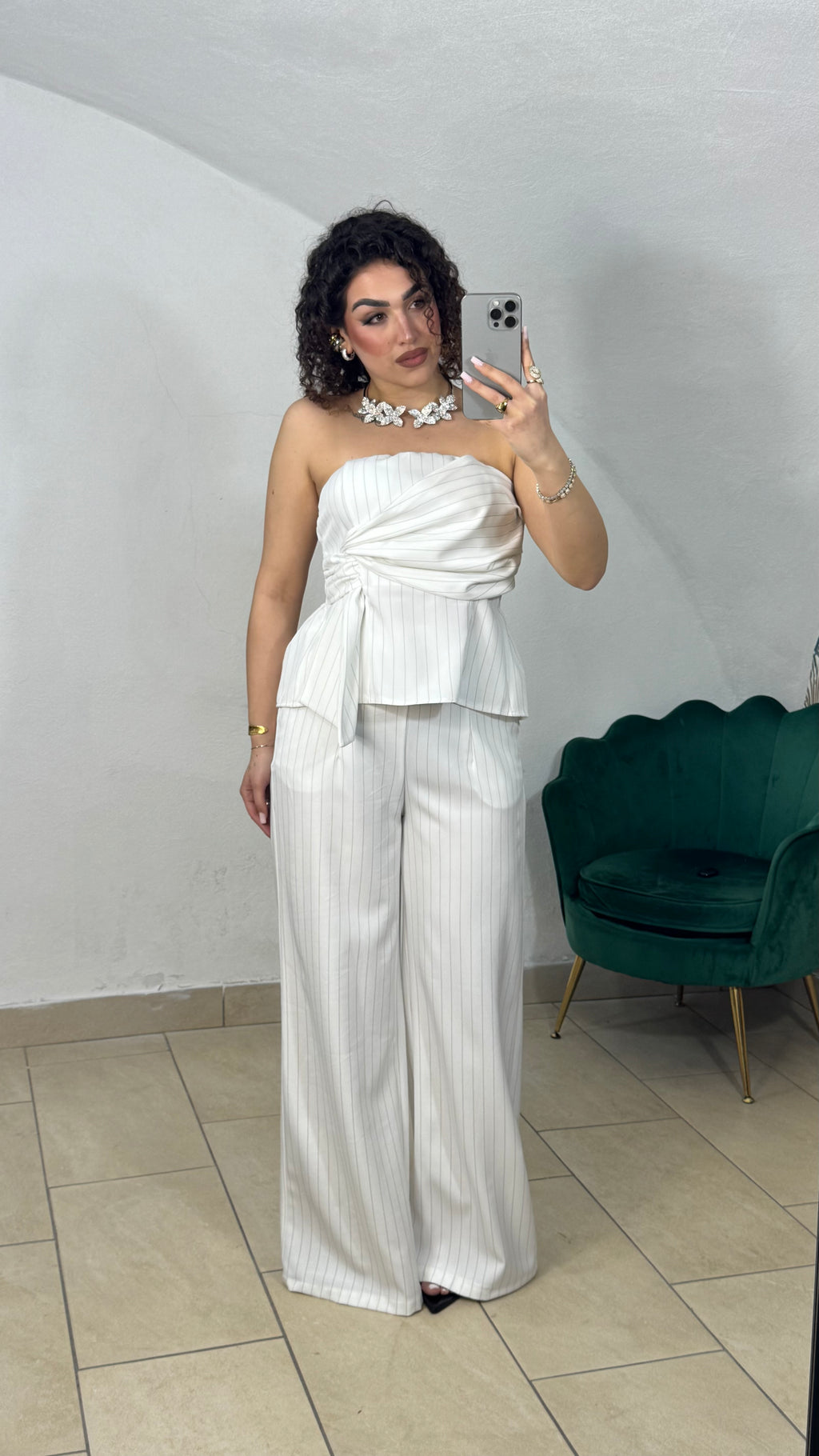 Coordinato Gessato Bianco