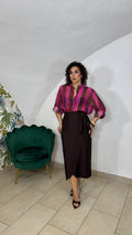 Gonna Pareo Marrone in lino