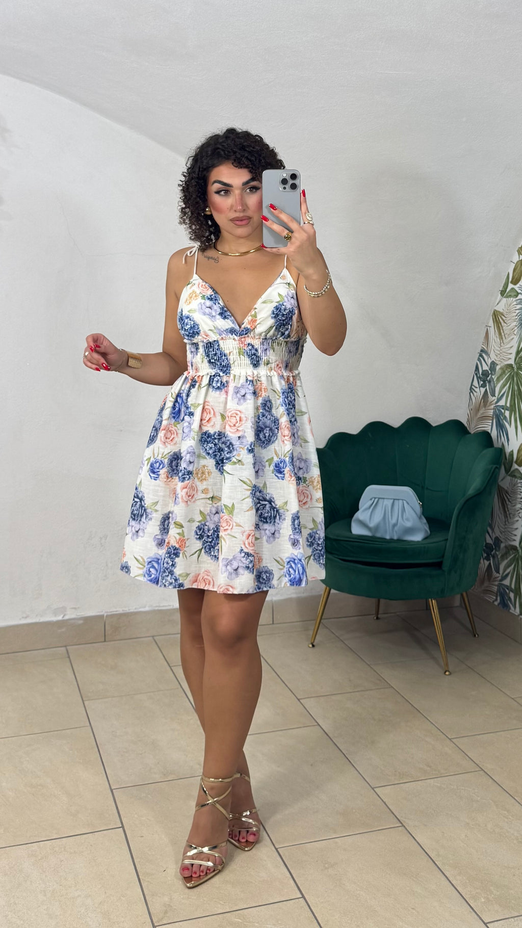 Mini Dress Flowers in Lino